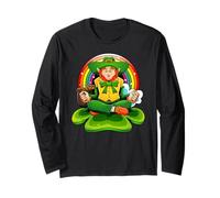 Festa di San Patrizio Leprechaun Irlandese Yoga Meditazione Design Maglia a Manica