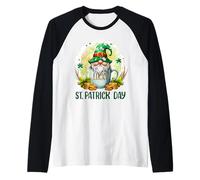 Festa di San Patrizio Lo gnomo tiene una tazza da caffè LUCKY Funny Maglia con Maniche Raglan