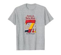 Festa di Siete Anos Spagnolo 7° Compleanno Regalo Maglietta, Uomo, Grigio Melange, XXL