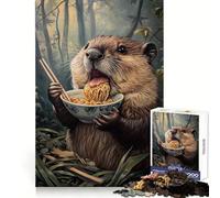 Festa di spaghetti del castoro - Puzzle da 1000 pezzi per adulti sviluppare le capacità logiche e rilassarsi - Perfetto per Natale (50x75cm)