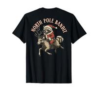 Festa divertente natalizia del procione bandito del Polo Nord (retro artistico) Maglietta