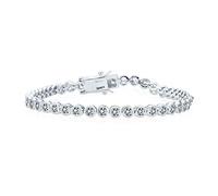 Festa Formale Nuziale 10Ct Clear Cubic Zirconia Bubble Circle Bezel Solitaire AAA CZ Tennis Bracelet Per Donne .925 Sterling Argento 7 Inch
