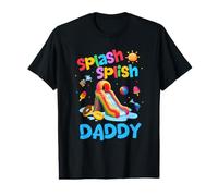 Festa in Piscina per Famiglie per Il Primo Compleanno di Splash Splish Daddy Summer Maglietta con Stampa Grafica Economica
