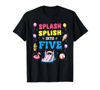 Festa in Piscina per Il 5° Compleanno di Splish Splash Into Five Summer Maglietta con Stampa Grafica Economica