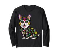 Festa Messicana per Cani Corgi Sugar Skull Calavera Viva Mexico Maglia a Manica
