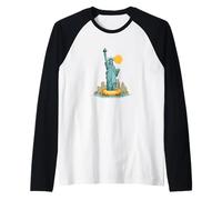 Festa patriottica con Questa Statua della libertà e Anello da Biliardo Maglia con Maniche Raglan