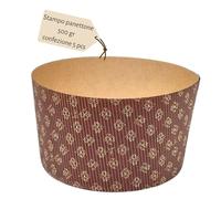 Festa Wow Forme per Panettone Alto da 500gr Set 5PZ 13,5x9,5 cm in Stampo Pirottini Professionale Panettoni Carta Rigida con Fascia Corrugata Ideale per Lievitati,Panettoni e Dolci