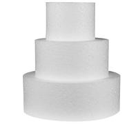 Festa Wow Torta Finta Disco Set 3 Pezzi in Polistirolo Rotondo Ø 15-25-35 H 10 cm Basi per Cake Design e Decorazioni Ideale per Torte,Compleanni,Comunioni,Battesimi,Cresima,Nascite,Laurea,Feste