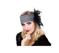Festartikel Müller - Fascia Charleston con piuma, argento