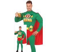 FIESTAS GUIRCA Costume da Uomo da Eroe della birra - Divertente Costume da Birra da Supereroe con Porta Birra - Addio al Celibato, Addio al Celibato, Costume da Uomo Taglia M