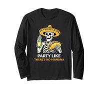 Festeggia Come se Non Ci Fosse Manana Cinco De Mayo Skeleton Maglia a Manica