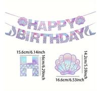 Festeggia Il Compleanno Con Un Banner Dorato A Tema Sirena, Ti Auguro Un Felice Compleanno Pieno Di Decorazioni E Sorprese.