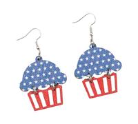 Festeggia il giorno dell'Independence con orecchini vintage Star Cutout, perfetti per feste patriottiche e feste a tema, orecchini in legno retrò