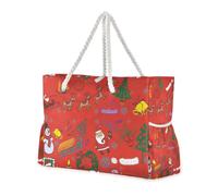 Festeggia il Natale a prova di sabbia robusta Tote Bag con tasche laterali Borse per le donne con portabicchieri sul lato