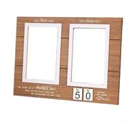 Festeggia l'amore con questa cornice in legno personalizzata per anniversario con foto di allora e ora che mostrano la storia delle coppie con un elegante design in legno (giallo)