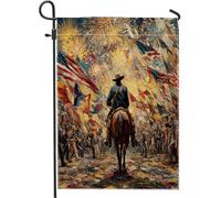 Festeggiamento Patriot Garden Flag, colorato Fuochi d'artificio Cavaliere Festivo Decorazione Casa Striscione, Doppio Lato Vacanze Prato Decorazione Esterna 30,5 x 45,7 cm