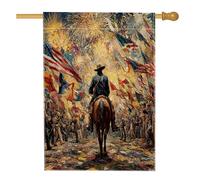 Festeggiamento Patriot Garden Flag, colorato Fuochi d'artificio Cavaliere Festivo Decorazione Casa Striscione, Doppio Lato Vacanze Prato Decorazione Esterna 71 x 101 cm