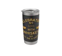 Festeggiamo il mio 60 ° compleanno con il whisky, quindi comprami da bere. Bicchiere termico in acciaio inox doppia parete