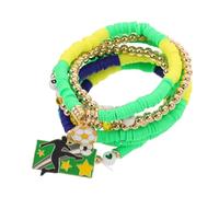 FESTFENDS 1 set di braccialetti sportivi da calcio per ragazze - Braccialetto elastico con perline da calcio - Accessori per a tema sportivo brasiliano per partite, feste di squadra e occasioni di