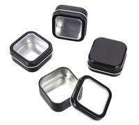 FESTFENDS 16 Pezzi Scatola in Ferro Quadrata Nera con Coperchio a Finestra Trasparente, Contenitore Multiuso per Candele e Piccoli Oggetti da Conservare