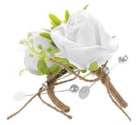 FESTFENDS 2 Pezzi Boutonniere Fiore Occhiello Matrimonio Bianco Artificiale Spilla Decorazione Nozze per Sposi Testimoni Cerimonie Abiti Festa Elegante