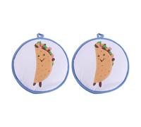 FESTFENDS 2 pezzi di sacchetti termici isolanti in tessuto per tortillas da 30 cm - Borsa rotonda per mantenere caldi gli alimenti, ideale per tortillas di farina di mais, naan, pizza, panini, tacos,