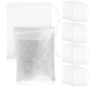 FESTFENDS 200 Pezzi Bustine Filtro per Tè con Coulisse Non Tessuto Bianco Sacchetti per Tè Sfuso 8x10 Cm e Frutta Essiccata