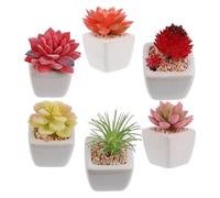 FESTFENDS 6 Pz Mini Piante Grasse Artificiali in Vaso Ceramico Realistiche Succulente Finte senza Annaffiatura per Decorazione Casa Ufficio