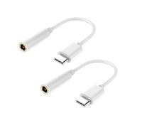 FESTFENDS Adattatore Bianco USB Usb-c Jack 3.1 a Audio Type-c | 2 Pezzi, Corpo in Plastica, Direzione Cavo Reversibile e Orientamento Connettore Reversibile