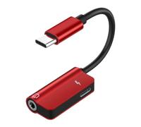 FESTFENDS Adattatore Cuffie 2 in 1 USB C a Jack 3,5 Mm Compatto Rosso Funzione Ricarica Simultanea, Plug And Play senza Driver, per Viaggi e Utilizzo Lavorativo