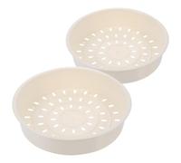 FESTFENDS Cestello la Cottura a Vapore in Plastica Bianca 2 Pezzi, Accessorio Rotondo Multifunzionale per Cucina, Facile da Riporre, per Uova e Pesce