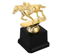 FESTFENDS Coppa Equestre in Plastica Oro con Figurina Cavallo e Base Nera | Finitura Liscia, Sezione Incisione, Premio da Presentazione per Club e Casa, Base Rinforzata