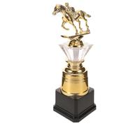 FESTFENDS Coppa Premio Equestre in Plastica Nera con Base Rinforzata | Statuetta Cavallo, Sezione per Incisione Personalizzata, Stabile e Raffinata, per Casa e Cerimonia di Club