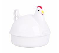 FESTFENDS Cuociuova Bollitore e Vapore a Forma di Gallina Microonde in Plastico Bianco per 4 Uova per Cottura Rapida in Cucina