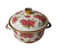 FESTFENDS Pentola con coperchio: pentola in ceramica smaltata con decorazioni floreali per piani cottura elettrici e a induzione - con doppio manico per zuppe, stufati o potpourri 2,5 l/84,53 fl oz