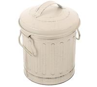 FESTFENDS Secchio per Cenere in Ferro con Coperchio Beige, Grande Capacità, Design Vintage Semplice, Pratico per Uso Interno e Piano Cucina