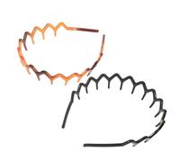FESTFENDS Set 2 Fasce per Chioma Dentate Antiscivolo in Plastica Rigida Cerchietti Ondulati Neri e Tartarugati per Donna e Uomo Accessori Moda per Acconciature Quotidiane e Trucco