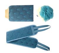 FESTFENDS Set 3 Pezzi Asciugamani da Bagno per Doccia Blu in Poliestere e Cotone Guanto Esfoliante e Palla da Bagno, Facile da Conservare e Portatile, per Ragazzo Ragazza