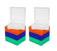 FESTFENDS Set di 4 porta vetrini da microscopio, custodia in plastica con capacità di 25 pezzi, scatola organizer per laboratori scolastici e esperimenti di biologia.