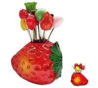 FESTFENDS Set di Forchette da Frutta Mini in Resina e Metallo con Base Rossa, Design Cartoon Adorabile, Facili da Impugnare, per Dolci e Coppe di Frutta Stili multipli
