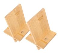 FESTFENDS Set Doppio di Supporti in Legno Bambù per Cellulare e Tablet, Apertura per Ricarica, Portatili e Adatti a Scrivania, Ufficio e Viaggi