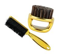 FESTFENDS Set Spazzola per Barba Uomo Manico ad Anello e Impugnatura Confortevole in Abs e Nylon Colore Oro per Pulizia Chioma e Peli Liberi per Barbiere