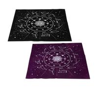 FESTFENDS Tovaglia da Resistente e Morbida in Flanella e Cotone 2 Nero per Tarocchi e Feste Astrologiche a Tema Zodiaco