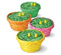 FESTICY Set 4 Cestini Pasquali con Pulcini e Erba Verde I Ø19 cm Pronti per la Caccia alle Uova I Cesti in Vimini per Decorazioni Pasqua e Regali Bambini I Regalo Pasqua 2026