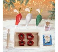 Festicy Set Accessori Cucina per Elfi I Miniature Alta Qualità con Matterello, Libro Ricette e Sac a Poche I Decorazioni Natalizie per Casa degli Elfi I Regalo Magico
