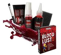 Festicy Set Sangue Finto Halloween 2025 I 3 Tipi di Sangue Finto Lavabile (Spray, Gel, Liquido) + Spugna e Pennello I Make Up , Costumi, Effetti Spaventosi I Trucchi Halloween Bambini e Adulti