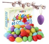 Festicy Uova di Pasqua da decorare in plastica I 60 pezzi I uova di Pasqua 2024 I Uova di Pasqua resistenti alle intemperie I Decorazioni da giardino I Buona Pasqua I albero di pasqua