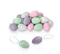 Festicy Uova di Pasqua Decorative in Plastica I Set 24 Pezzi per Pasqua 2026 I 4 Colori Effetto Maculato I Kit Caccia alle Uova di Pasqua I Uova di Pasqua da Appendere I Decorazioni Casa Giardino