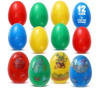 Festicy Uova di Pasqua in Plastica 12 Pezzi con Stickers Decorativi I Uova Vuote da Riempire per Caccia alle Uova I Decorazioni Pasquali per Casa e Giardino I Idee Regalo Pasqua 2026