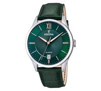 Festina Classics Analog Leather Strap Green Dial Quartz F20426-7 Mens Watch